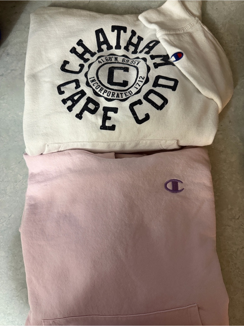 Champion Cream Cape Cod Graphic Hoodie + Pink Champion Pullover Set